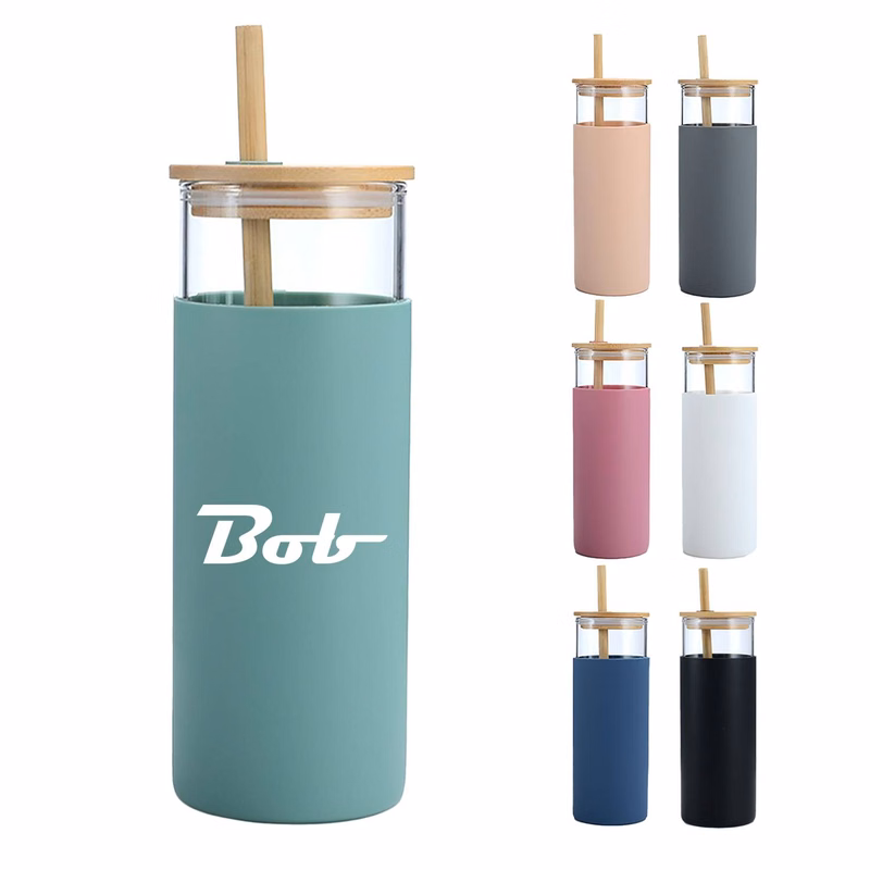20ounce simple and portable anti-drop glass straw cup