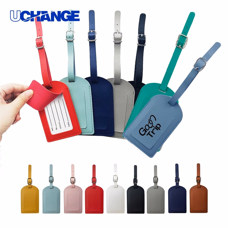 Paper Luggage Tag with Leather Strap