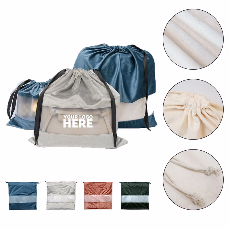 Drawstring Storage Bag With Transparent Window
