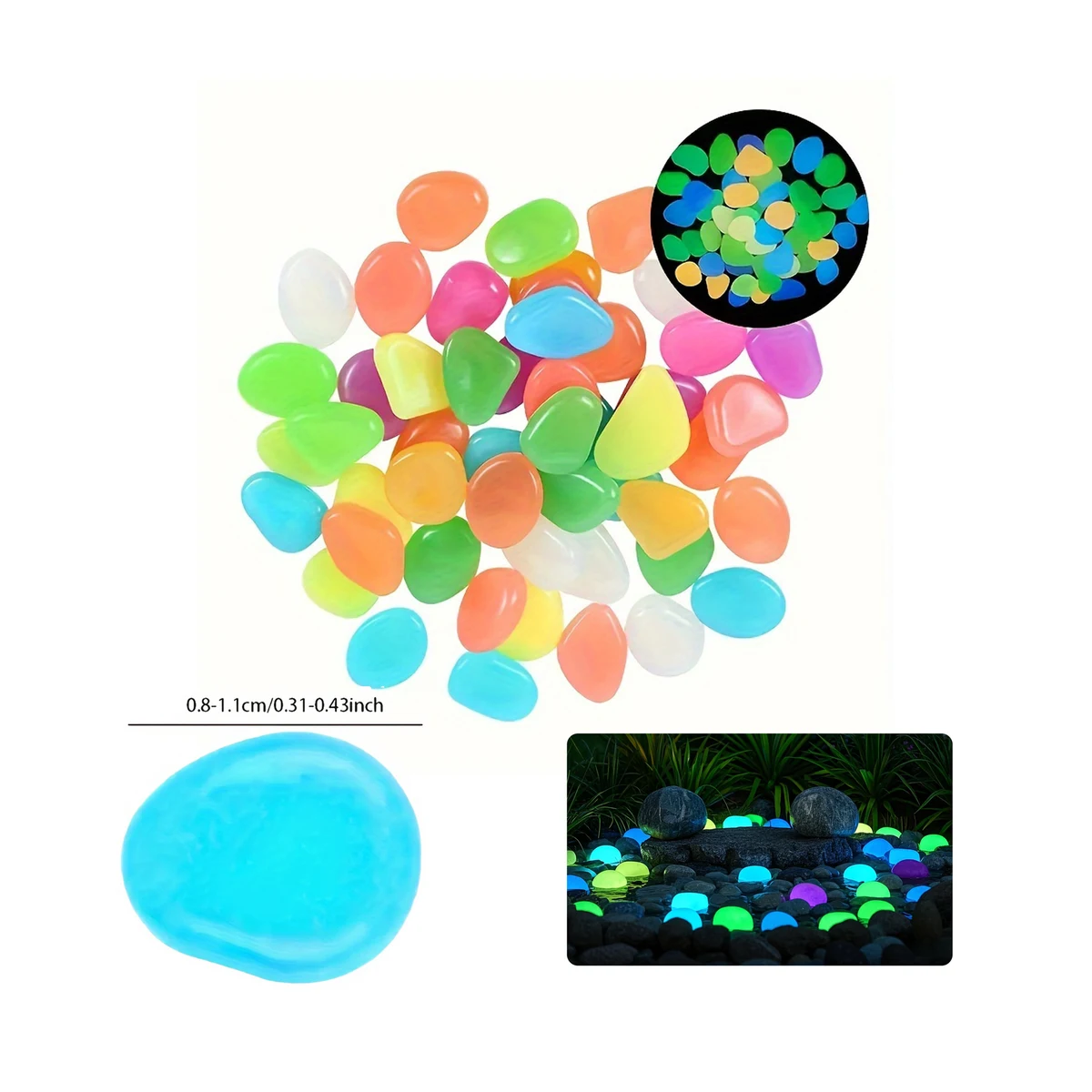 Glow In The Dark Pebble Stones (50 Pcs) 1