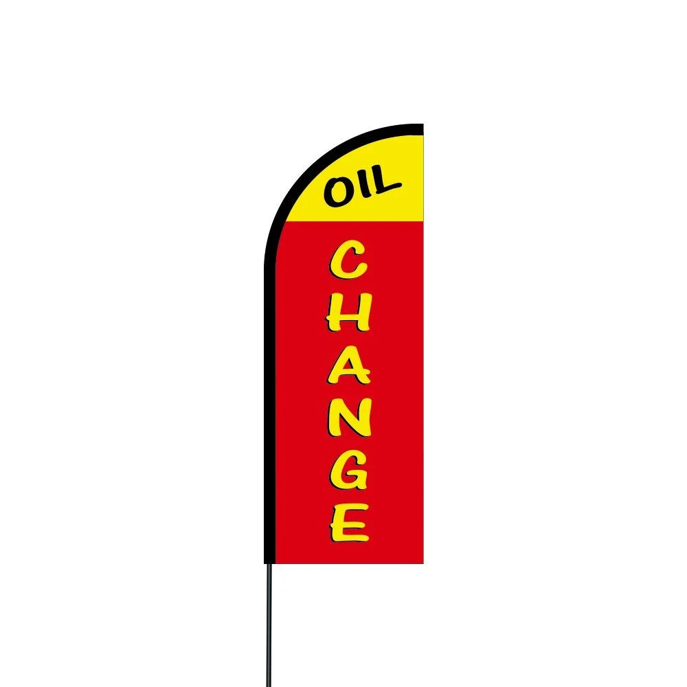 Oil Change Flag Kit Hardware 14' Feet Feather Flag Sign Outdoor Banner 1