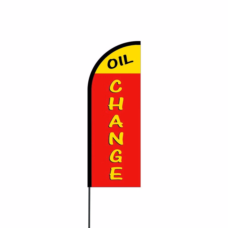 Oil Change Flag Kit Hardware 14' Feet Feather Flag Sign Outdoor Banner