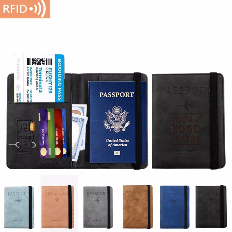 RFID Passport Holder Travel Wallet W/ Band