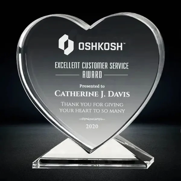 Crystal Heart Shaped Plaque Awards 1