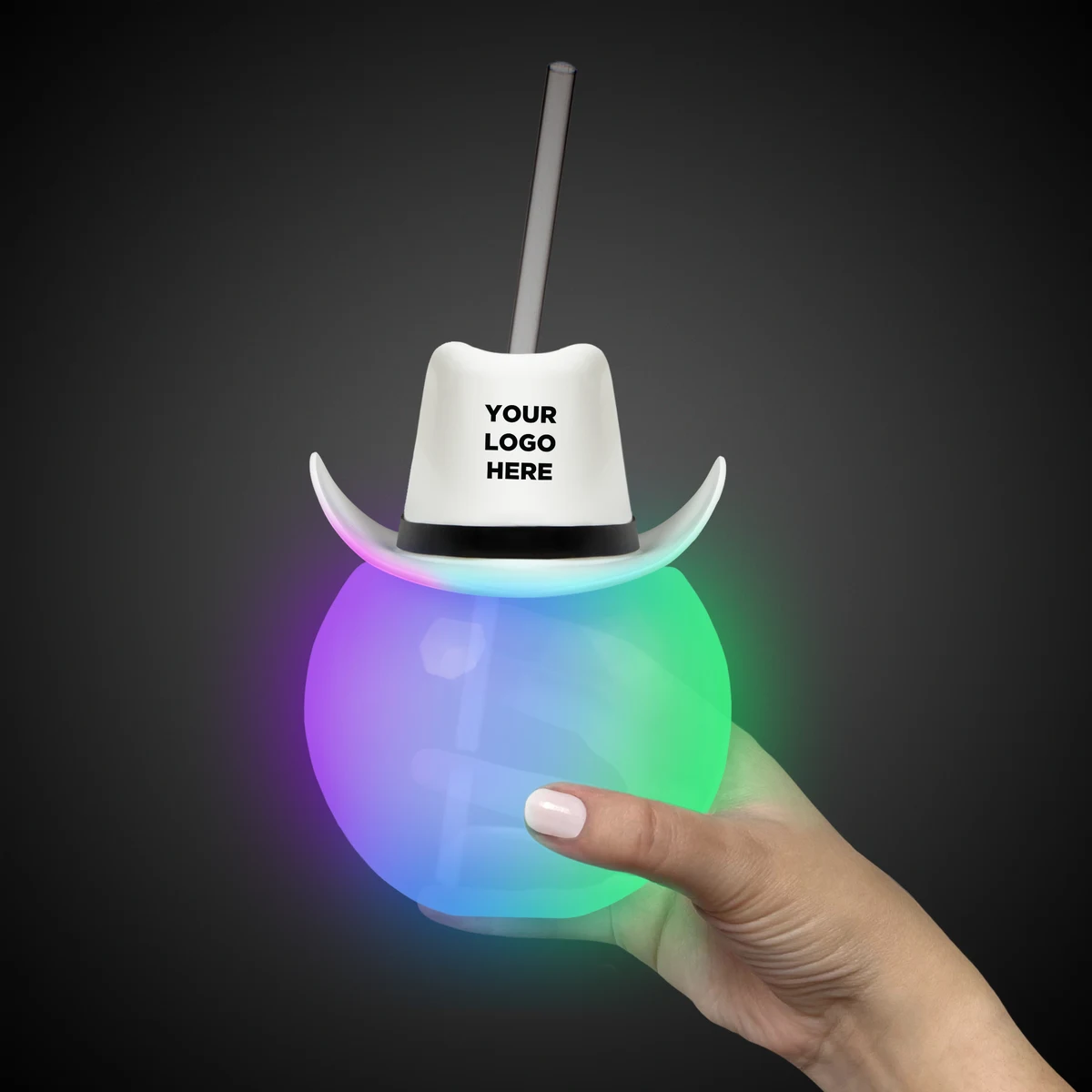 20oz Multicolor LED Ball Tumbler with Straw and White Hat(hat not assembled) 1
