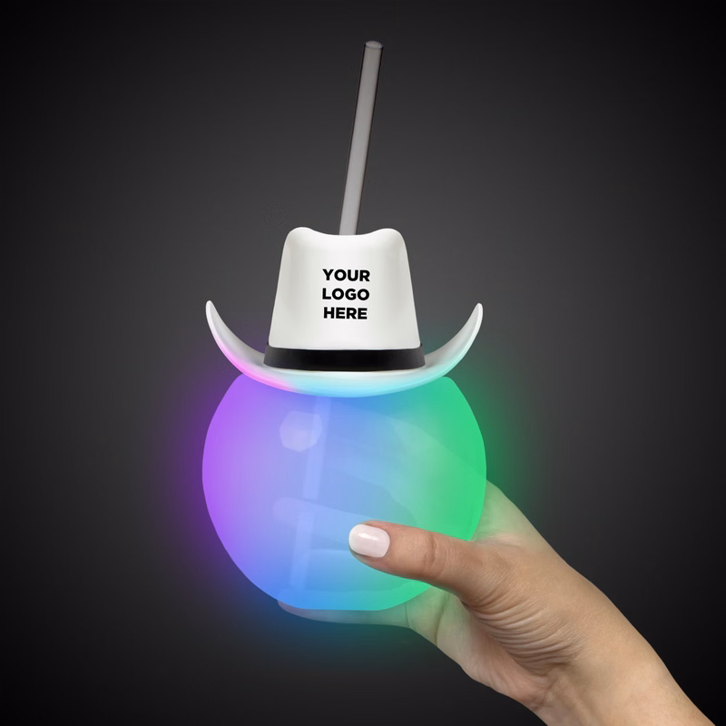 20oz Multicolor LED Ball Tumbler with Straw and White Hat(hat not assembled)