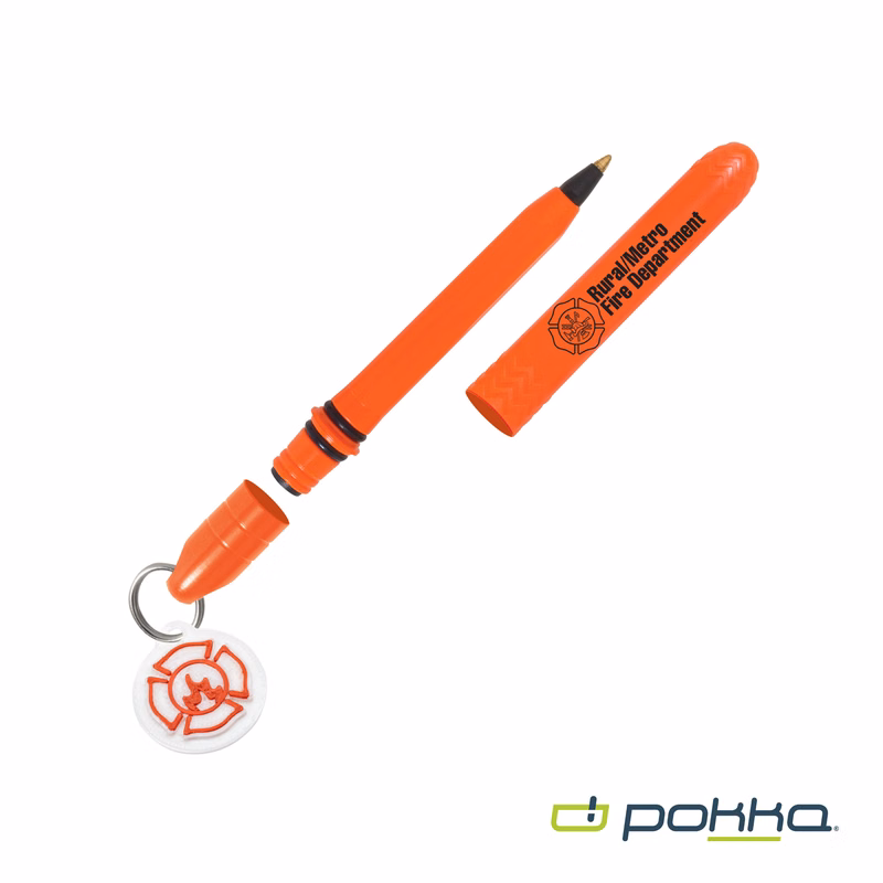 Pokka® Pocket Pen w/Dock & Chrome Keyring & Charm in Tin Box