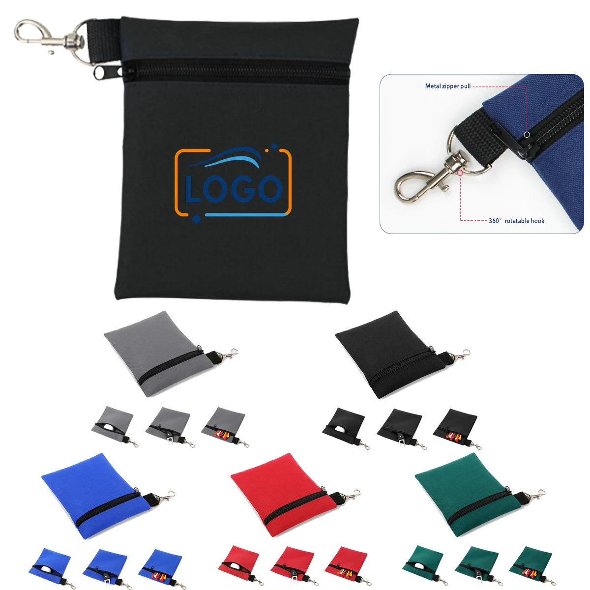 Clip-On Golf Accessory Pouch with Zipper 1