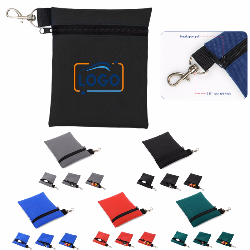 Clip-On Golf Accessory Pouch with Zipper