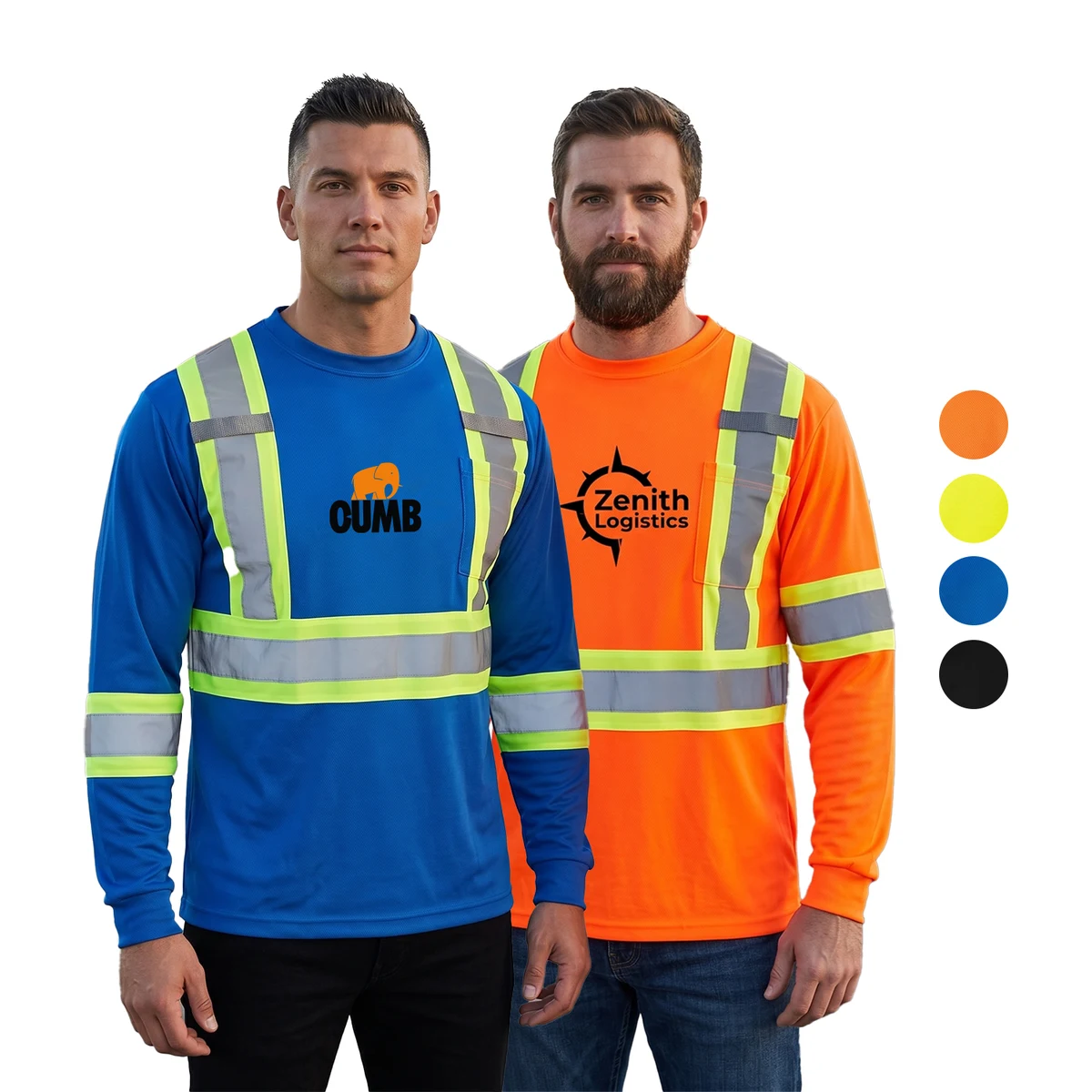 3.8 Oz. Polyester Class 3 Reflective Tape Safety T-Shirt with Pocket & Dual Mic Tab 1