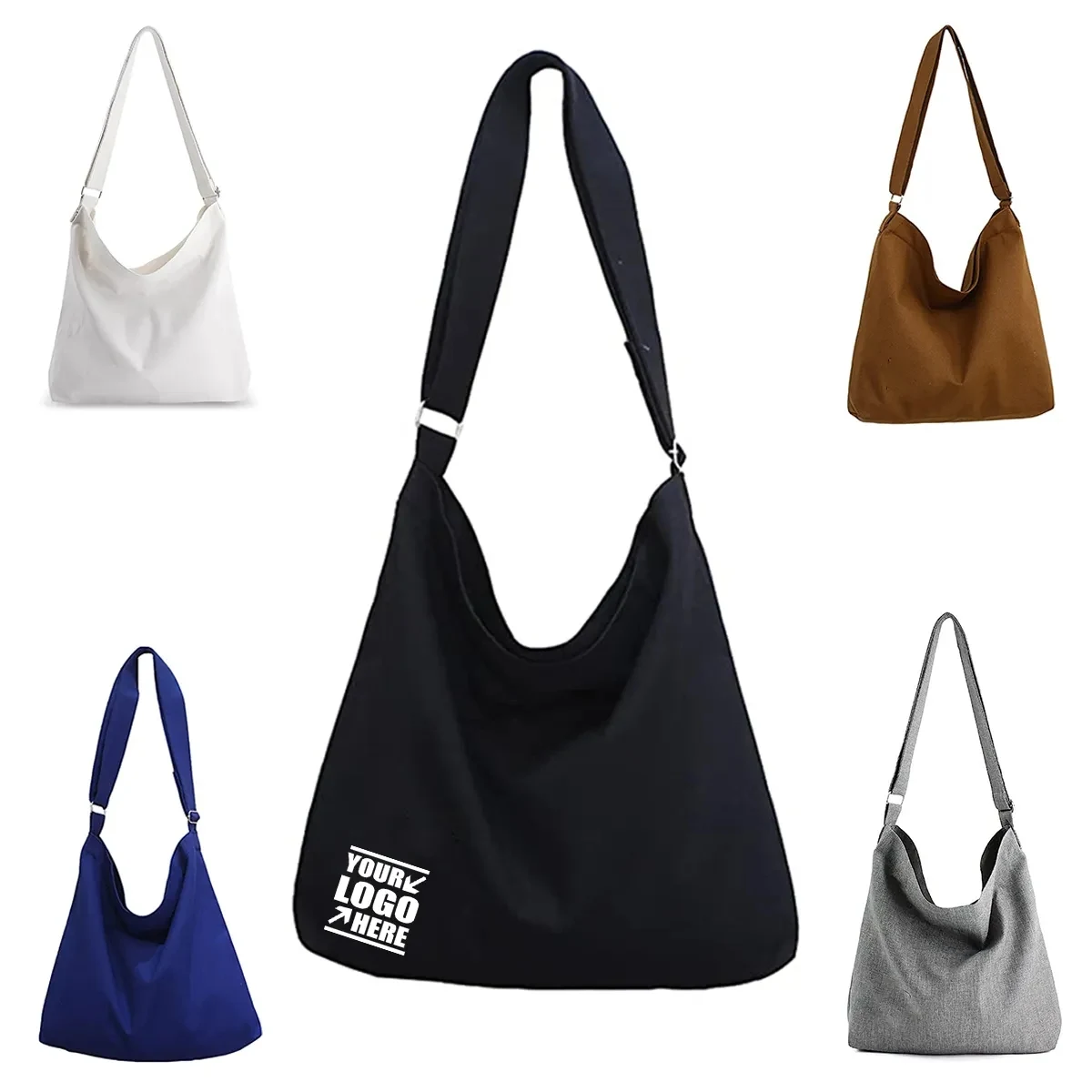 Large Size Casual Canvas Tote Crossbody Handbag 1