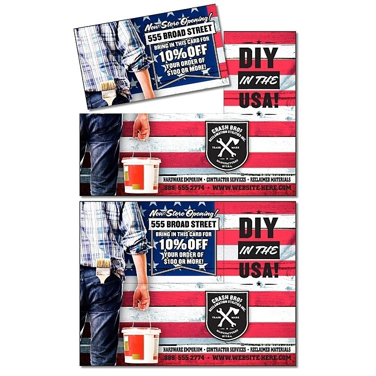 UV-Coated (1S) Card with Detachable Business Card - 10 pt. 1