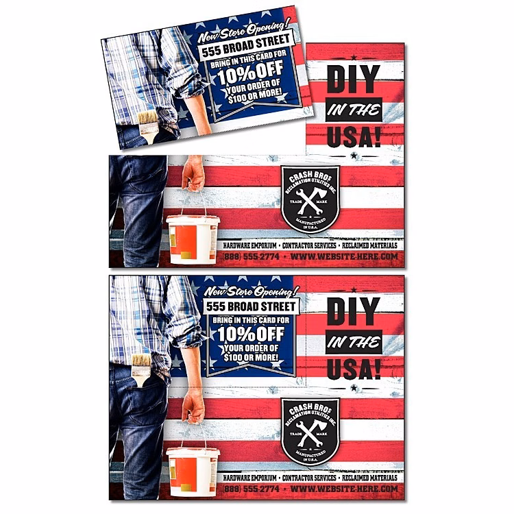 UV-Coated (1S) Card with Detachable Business Card - 10 pt.