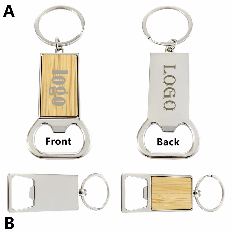 Durable Metal & Bamboo Keychain Bottle Opener MOQ50