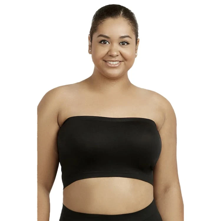 Women's Plus Size Seamless No Pad Tube Bras - Black 1