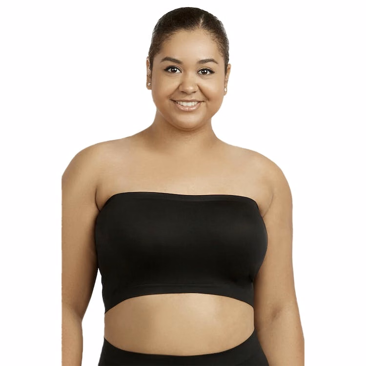 Women's Plus Size Seamless No Pad Tube Bras - Black