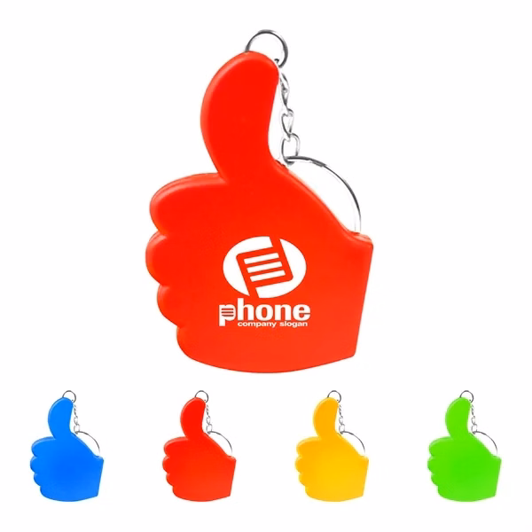 Custom Thumbs Up Tape Measure Keychain with 39 Inch Retractable Tape — Promo