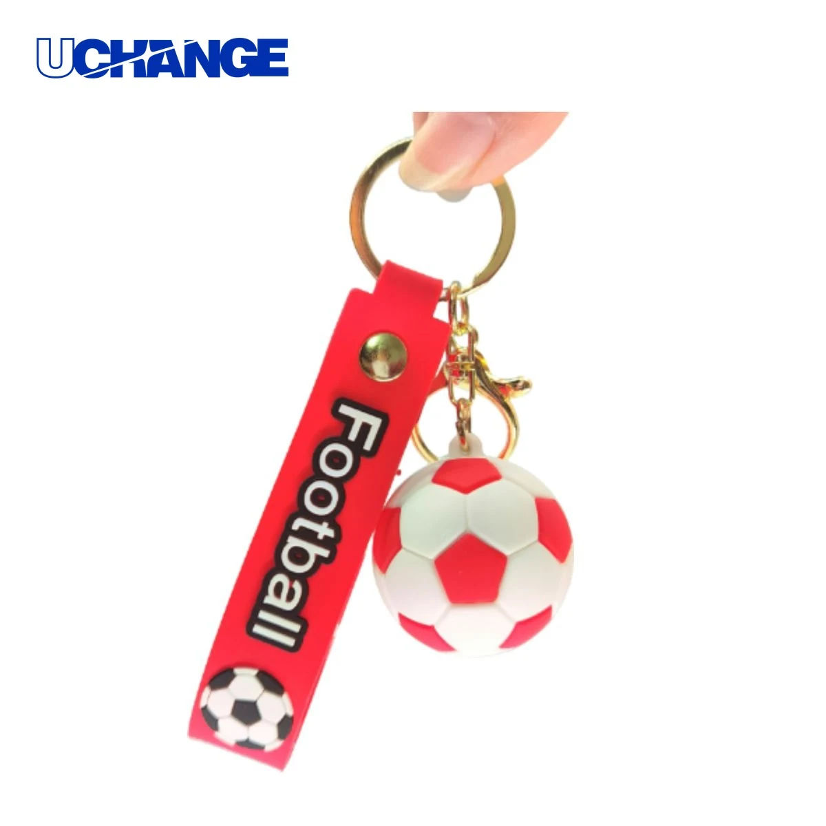 PVC Ball Charm Key Ring with Strap 4.1" x 0.8" 1