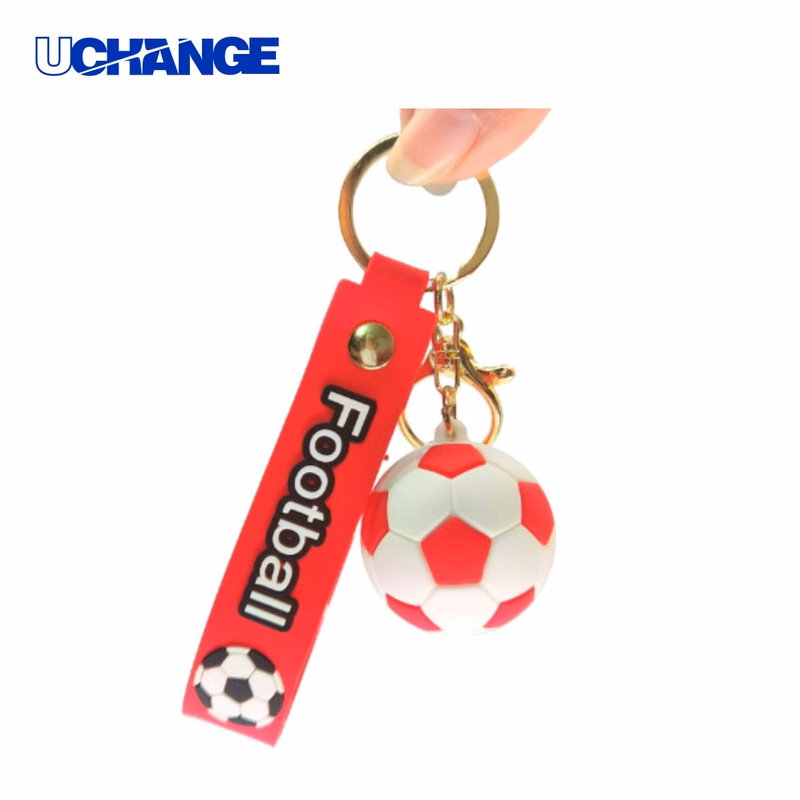 PVC Ball Charm Key Ring with Strap 4.1" x 0.8"