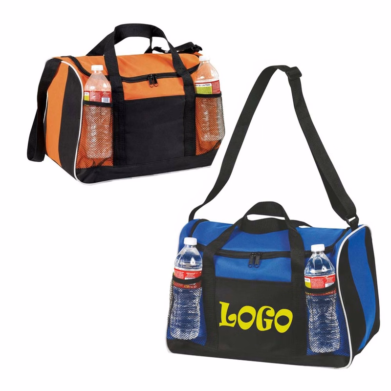 Sport 600D Polyester Duffel Bag with Mesh Pockets & Adjustable Shoulder Strap