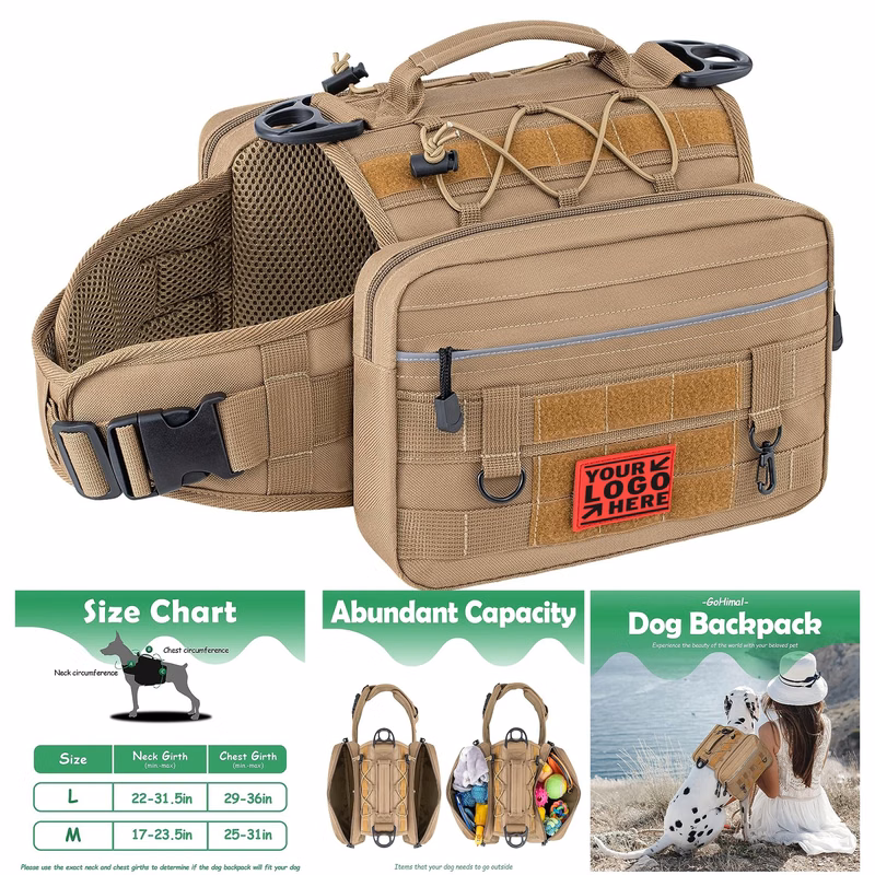 4 Side Pockets Reflective Stripes Large Medium Adjustable Dog To Wear Dog Hiking Backpack Saddle Bag