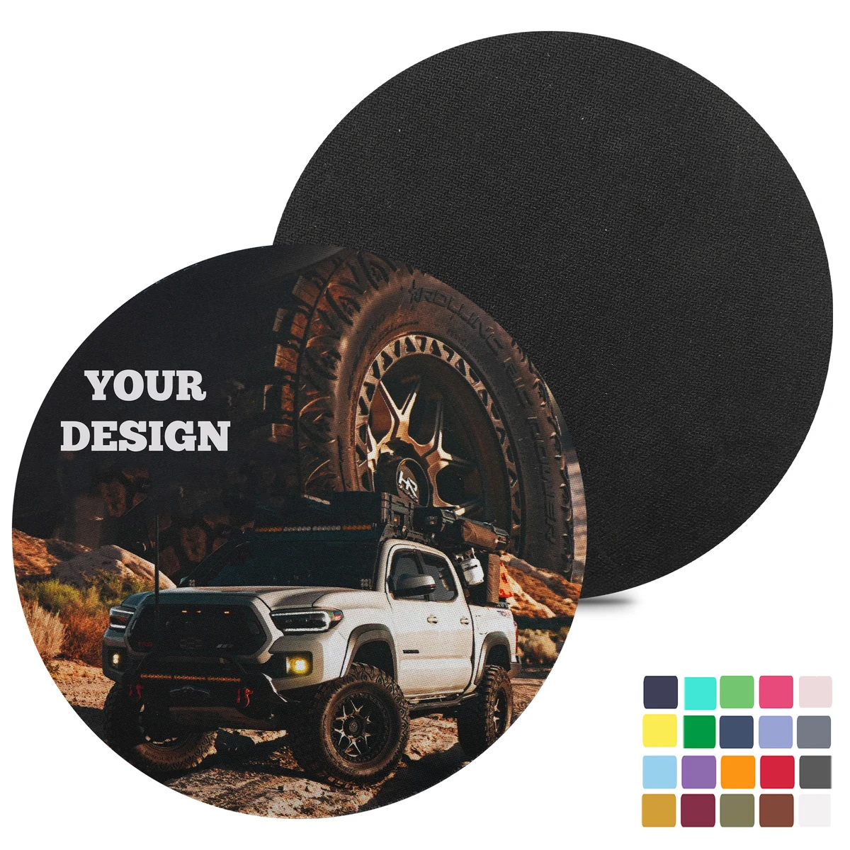 Custom Printed Round Mouse Pad Rubber Base Full Color Design 1