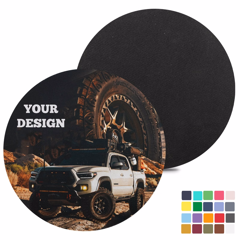 Custom Printed Round Mouse Pad Rubber Base Full Color Design
