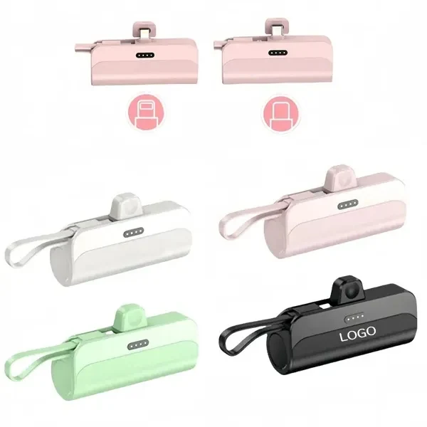 Portable Power Bank with Capsule Design and Integrated Cable 1