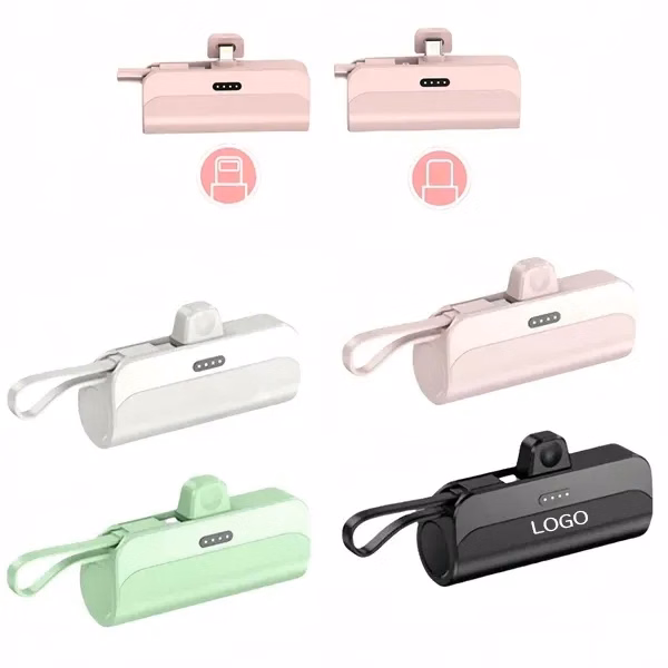 Portable Power Bank with Capsule Design and Integrated Cable