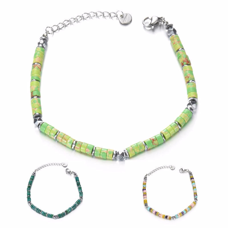 Stainless steel vintage dark green bracelet