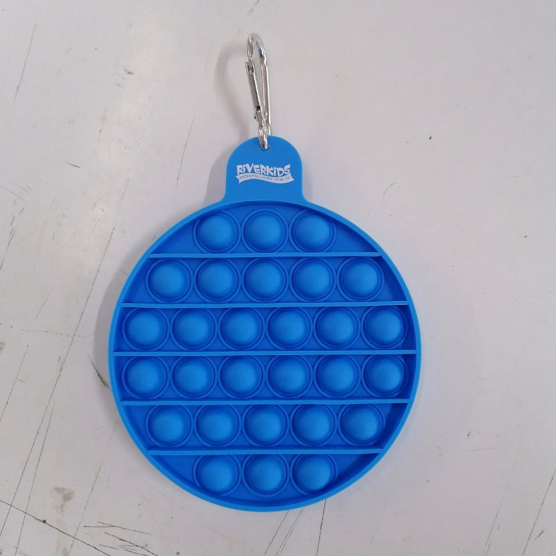 Round Shape Silicone Pops Bubble Sensory Fidget Toy / Key Chain And Printing Bit