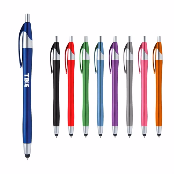 Custom Rubber Stylus Pen With Ballpoint & Clip — 2 in 1 Touch Screen Instrument