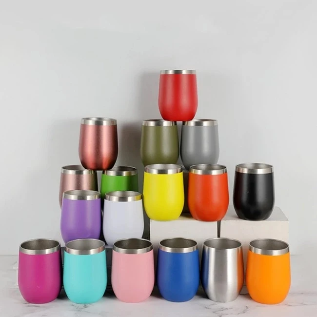 Powder Coated Stainless Steel 12 oz Wine Glass Tumbler 1