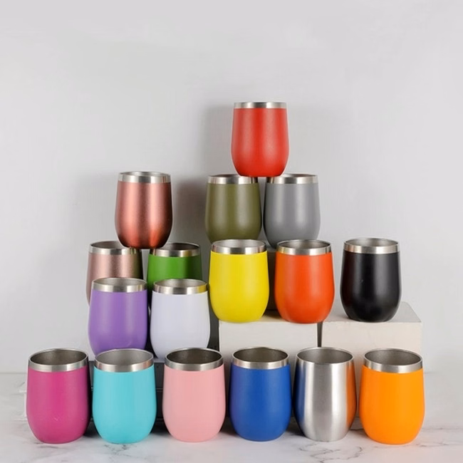 Powder Coated Stainless Steel 12 oz Wine Glass Tumbler
