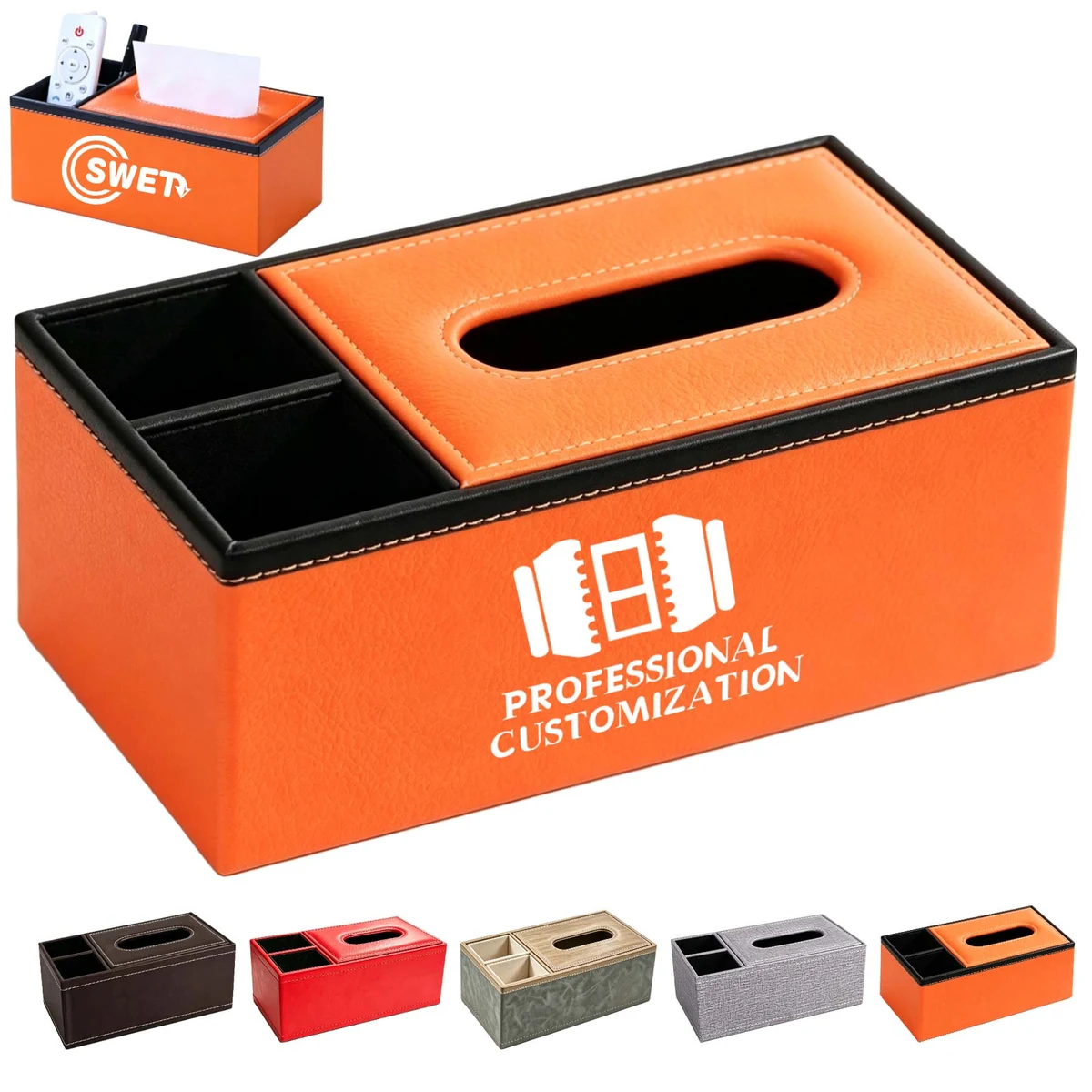 PU Leather Tissue Box Organizer 1