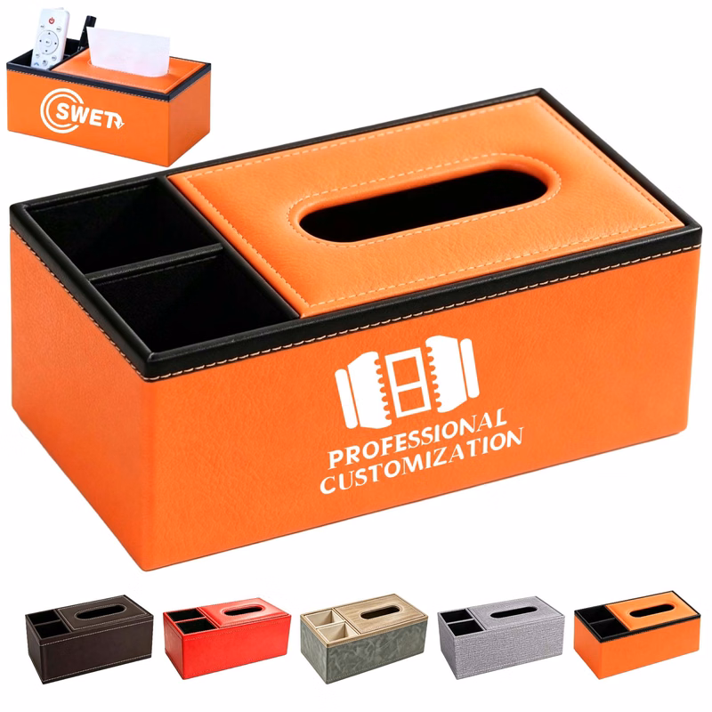 PU Leather Tissue Box Organizer