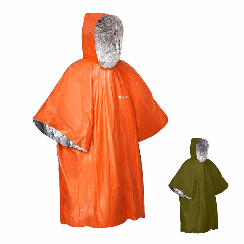 Lightweight Reusable PE Aluminum Plated Film Raincoat
