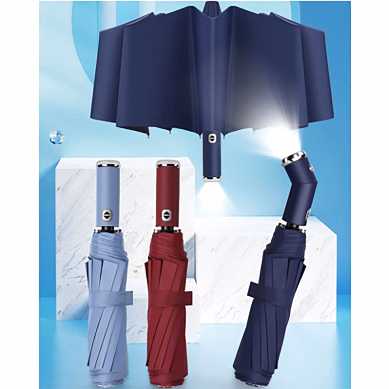 Auto Compact Umbrella With Flashlight