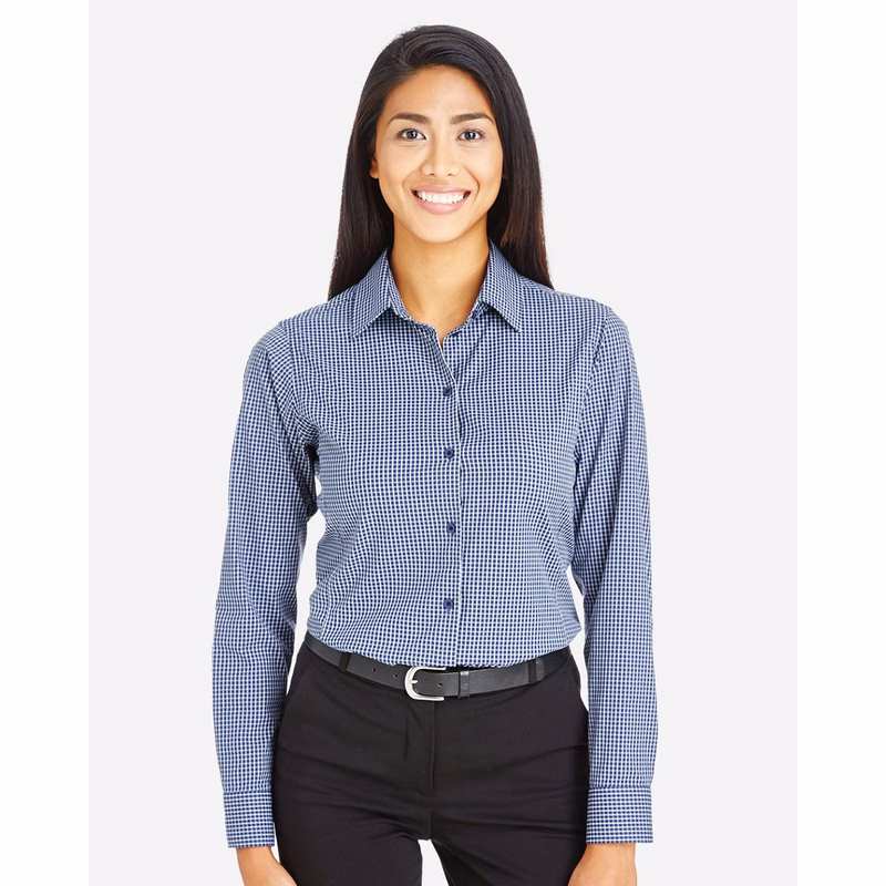 Women's CrownLux Performance® Tonal Mini Check Woven Dress Shirt - DG535W
