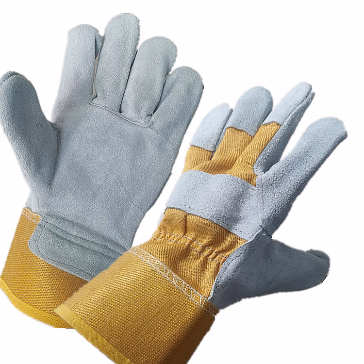 Yellow Suede Cowhide Leather Palm Gloves