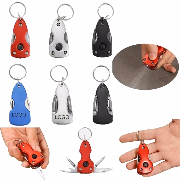 Custom Stainless Steel 6 in 1 Multi Tool Keychain with Bottle Opener — EDC Utility