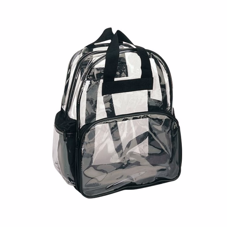 14" Clear Backpacks - Black Trim 2 Outside Pockets