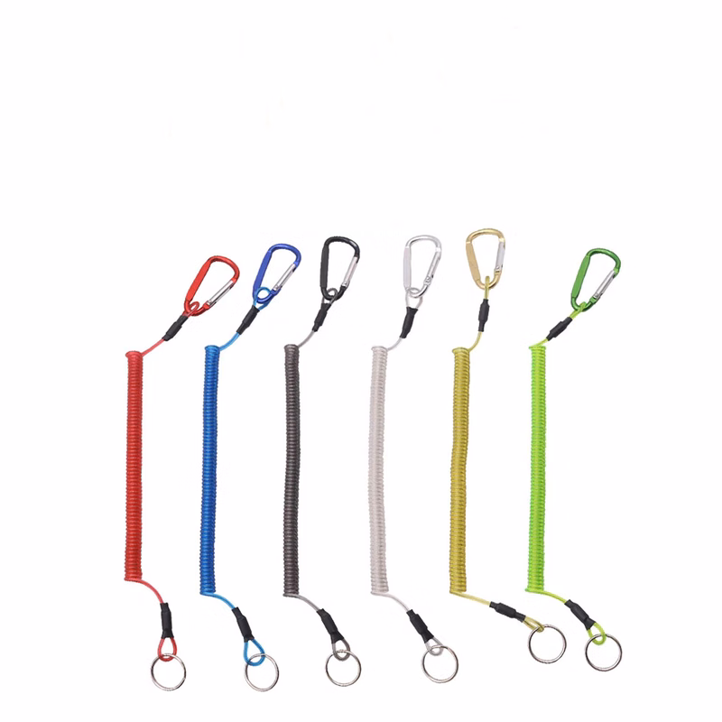 Retractable Safety Coiled Lanyard with Aluminium Alloy Carabiner Clip