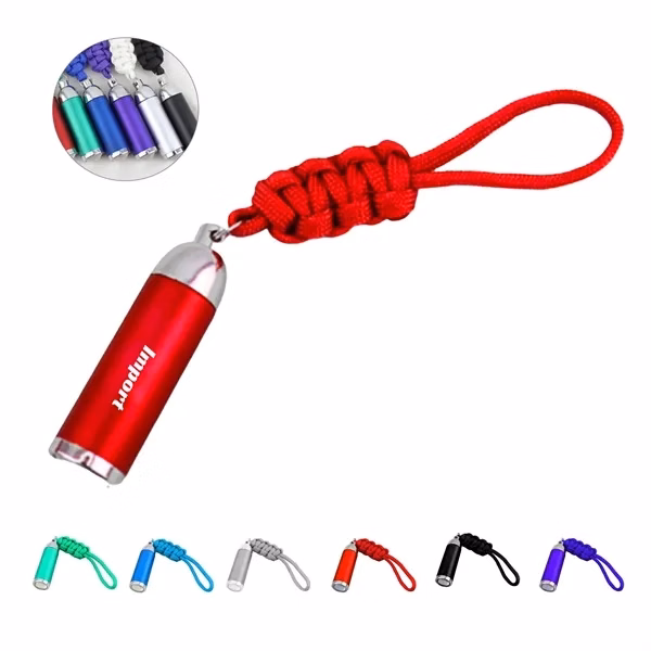 Custom Aluminum Mini LED Flashlight Keychain with Paracord — Emergency Outdoor Gear