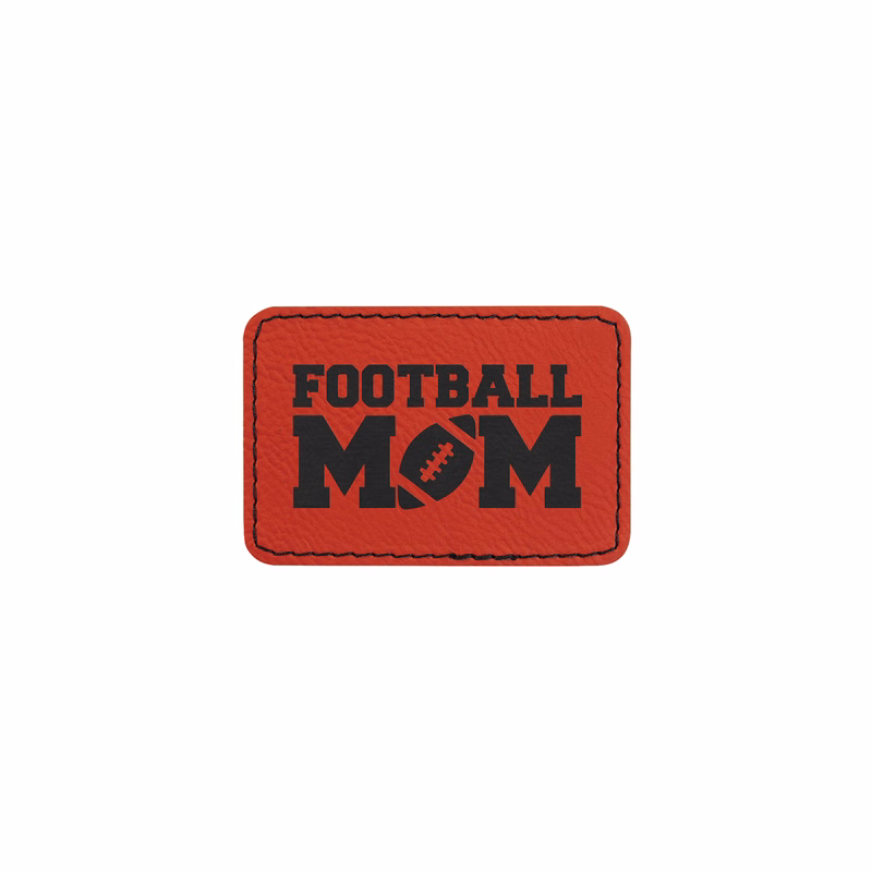 3" x 2" Red Leatherette Rectangular Patch with Adhesive