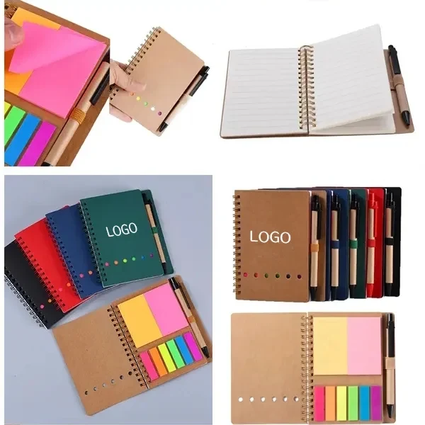 Spiral Notebook Set with Pen and Sticky Notes 1