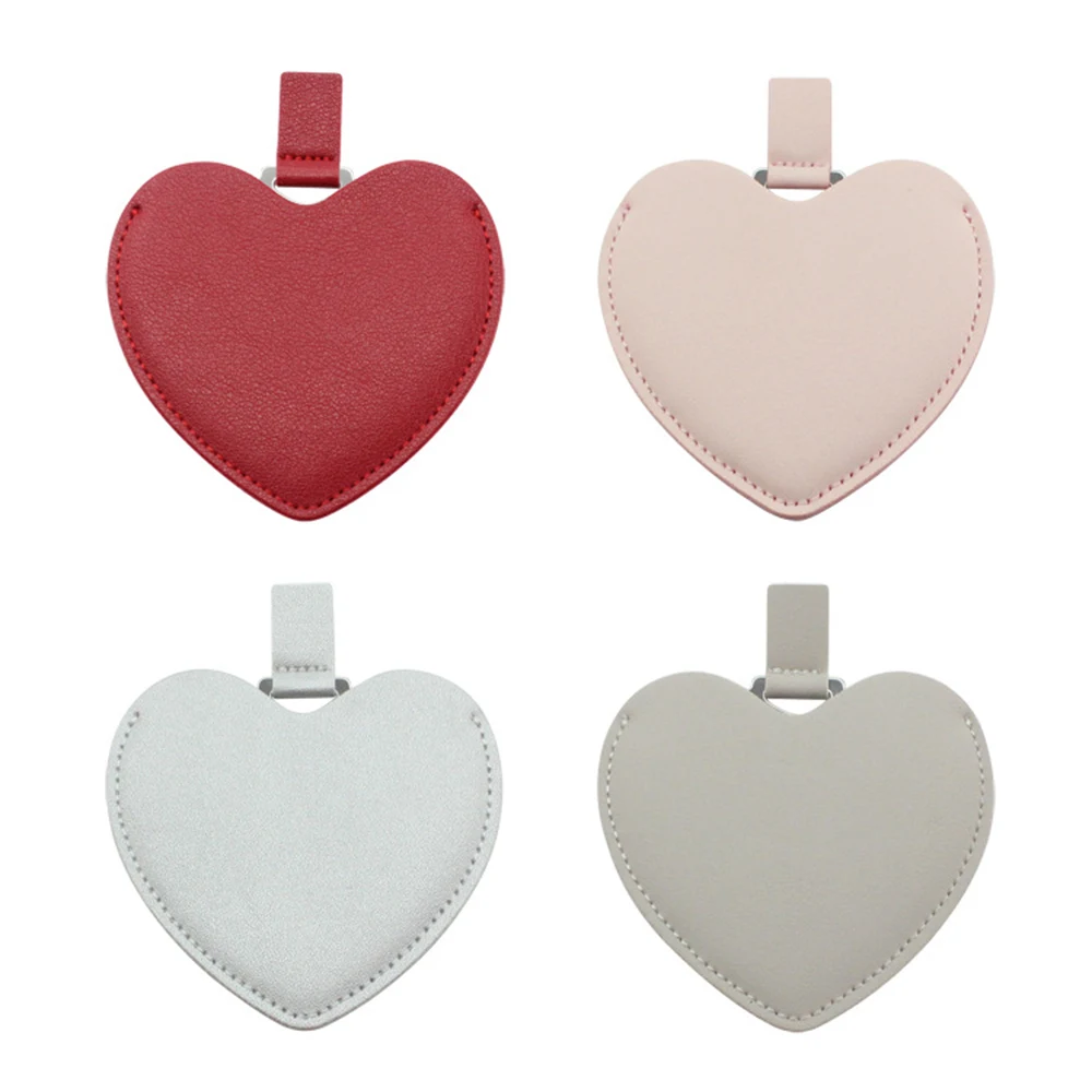 Portable stainless steel heart makeup mirror 1