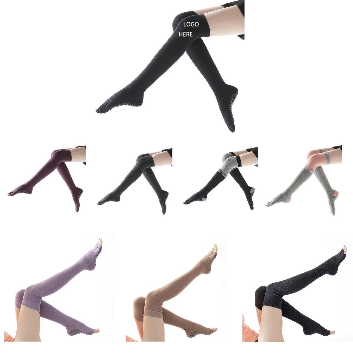 Knee High Toeless Long Non-Slip Grip Socks 1