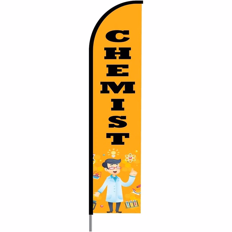 Chemist Sign Banner - Swooper Feather Flag Pole Kit Outdoor Advertising Display, 15ft - Yellow