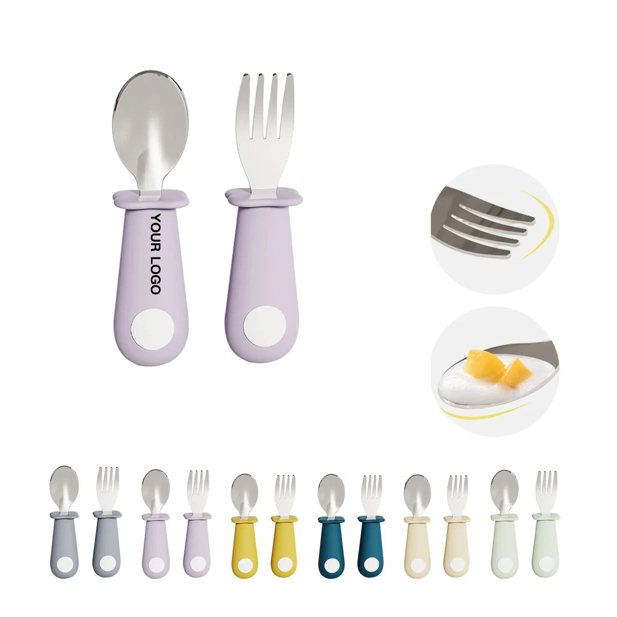 Infant Feeding Spoon and Fork with Grip 1